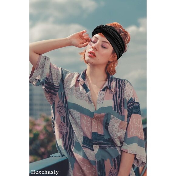 Set of 2 Extra Wide Knotted Turban Headbands for Women - Fashionable & Stretchy - Picture 4 of 7